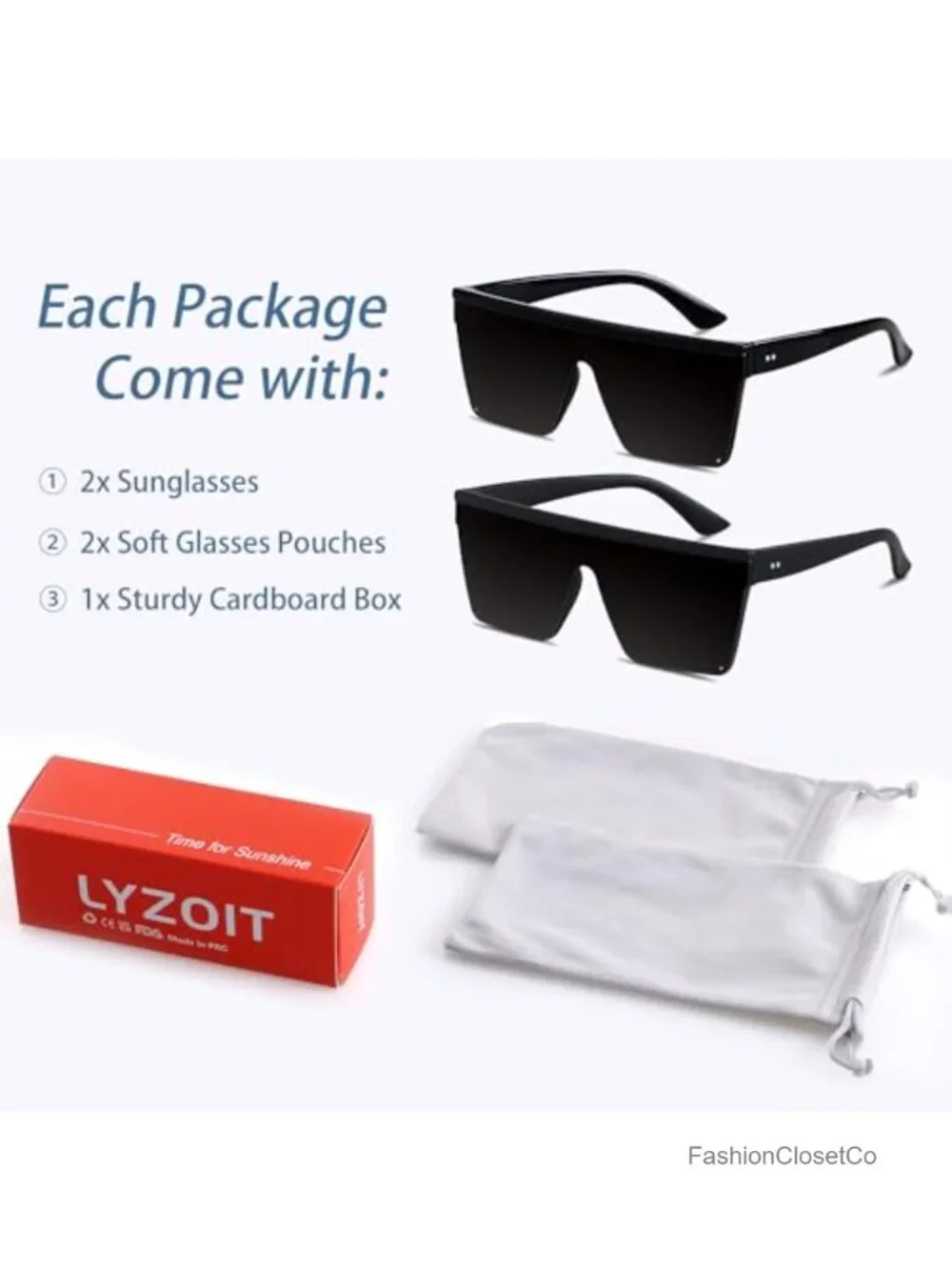 Oversized Square Shield Sunglasses UV400 Protection Polycarbonate Plastic Frame